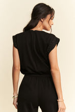 Load image into Gallery viewer, Davi & Dani Soft Knit Solid Color Jumpsuit with Rhinestone Details in Black