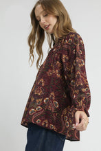 Load image into Gallery viewer, Umgee Floral Damask Print Top in Wine Mix