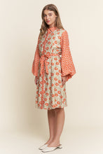 Load image into Gallery viewer, J.nna Mix n Match Floral Belted Dress in Orange Crush