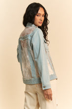 Load image into Gallery viewer, Davi & Dani Denim and Floral Panel Jacket in Light Denim