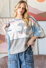 Load image into Gallery viewer, Oli & Hali Flower Patchwork Top in Blue