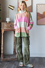 Load image into Gallery viewer, Oli & Hali Color Block Mixed Fabric Pullover Top in Pink Combo