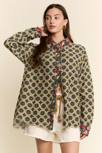 Load image into Gallery viewer, J.nna Mixed Pattern Button Down Top in Green Garden