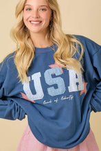 Load image into Gallery viewer, Main Strip OVERSIZED USA Patchwork Top in Dark Blue