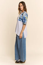 Load image into Gallery viewer, Davi & Dani Knit Top with Sequin Floral Sleeves in Light Blue