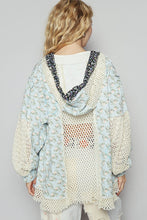 Load image into Gallery viewer, POL Floral Print Twill Jacket with Crochet Details in Baby Blue Floral