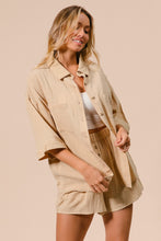 Load image into Gallery viewer, BiBi Crinkle Gauze Shirt And Short Set in Oatmeal