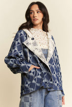 Load image into Gallery viewer, Davi & Dani Vintage Geometric Denim Pattern Jacket in Blue