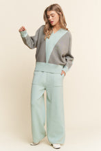Load image into Gallery viewer, J.nna 2 Piece Knit Sweater Set with Ribbed Details in Light Grey Mint