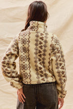 Load image into Gallery viewer, So Me Mixed Pattern Sherpa Jacket in Cream/Brown
