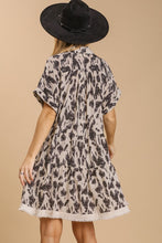 Load image into Gallery viewer, Umgee Animal Print Tiered Dress in Oatmeal Dresses Umgee