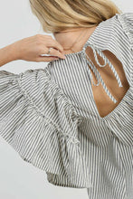 Load image into Gallery viewer, Umgee Striped Ruffled Sleeve Top in Black