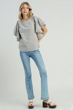 Load image into Gallery viewer, Umgee Striped Ruffled Sleeve Top in Black