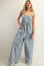 Load image into Gallery viewer, ee:some Checkered Panel Wide Leg Jumpsuit in Denim