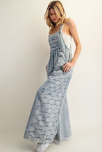 Load image into Gallery viewer, ee:some Checkered Panel Wide Leg Jumpsuit in Denim