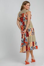 Load image into Gallery viewer, Umgee Scarf Print Midi Dress in Navy Mix