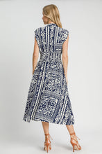 Load image into Gallery viewer, Umgee Mixed Print Sleeveless Midi Dress in Navy