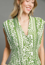 Load image into Gallery viewer, Umgee Mixed Print Sleeveless Midi Dress in Green