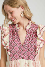 Load image into Gallery viewer, Umgee Mixed Print Midi Dress with Contrasting Binding in Blush Mix
