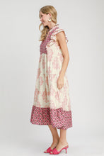 Load image into Gallery viewer, Umgee Mixed Print Midi Dress with Contrasting Binding in Blush Mix