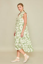 Load image into Gallery viewer, Umgee Two Toned Floral Print Maxi Dress in Green