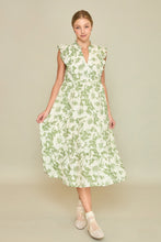 Load image into Gallery viewer, Umgee Two Toned Floral Print Maxi Dress in Green