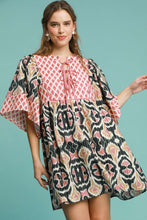 Load image into Gallery viewer, Umgee Boho Chic Mixed Print Mini Dress in Black Mix