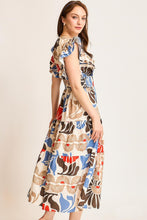 Load image into Gallery viewer, Umgee Vibrant Floral Print Midi Dress in Blue/Red