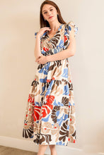 Load image into Gallery viewer, Umgee Vibrant Floral Print Midi Dress in Blue/Red