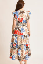 Load image into Gallery viewer, Umgee Vibrant Floral Print Midi Dress in Blue/Red