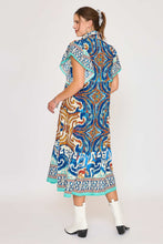Load image into Gallery viewer, Umgee Boarder Print Midi Dress in Blue Mix
