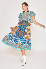 Load image into Gallery viewer, Umgee Boarder Print Midi Dress in Blue Mix