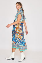 Load image into Gallery viewer, Umgee Boarder Print Midi Dress in Blue Mix