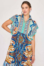 Load image into Gallery viewer, Umgee Boarder Print Midi Dress in Blue Mix