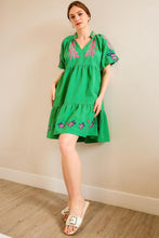 Load image into Gallery viewer, Umgee Embroidered Boho Dress in Green