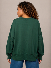 Load image into Gallery viewer, BiBi OVERSIZED Fleece Sweatshirt with Plaid Merry Patched Front in Green/Red Plaid