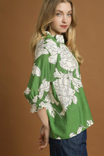 Load image into Gallery viewer, Umgee Bold Peony Floral Print Top in Green
