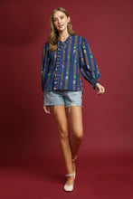Load image into Gallery viewer, Umgee Copyright Striped Floral Print Top in Midnight Mix