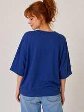 Load image into Gallery viewer, BiBi Americana Patched Front French Terry Top in Navy