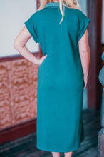 Load image into Gallery viewer, Jodifl Stitched Collar Detailed Side Slit Midi Dress in Hunter Green