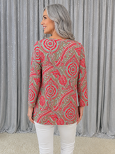 Load image into Gallery viewer, Sew in Love Abstract Paisley Print Top in Taupe/Neon Coral