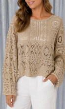 Load image into Gallery viewer, Forte Mixed Crochet Top in Ecru