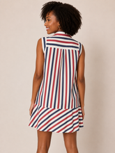 Load image into Gallery viewer, FATE Contrasting Color Vertical Striped Mini Dress in Red Navy