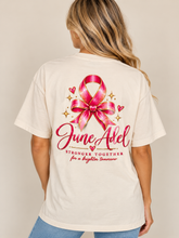 Load image into Gallery viewer, June Adel “Stronger Together” Breast Cancer Awareness T-Shirt in Ivory