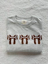 Load image into Gallery viewer, Embroidery Football Bows T-Shirt in Salty Gray