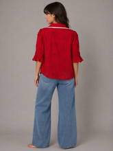 Load image into Gallery viewer, Jodifl 3D Floral Woven Top in Red