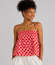 Load image into Gallery viewer, J.nna Dot-Print Ruffled Babydoll Camisole in Pink Dot