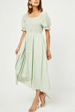 Load image into Gallery viewer, Hayden Textured Midi Dress with Smocked Bodice in Sage