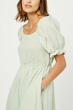 Load image into Gallery viewer, Hayden Textured Midi Dress with Smocked Bodice in Sage