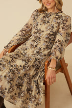 Load image into Gallery viewer, Hayden Floral Print Tiered Dress in Taupe